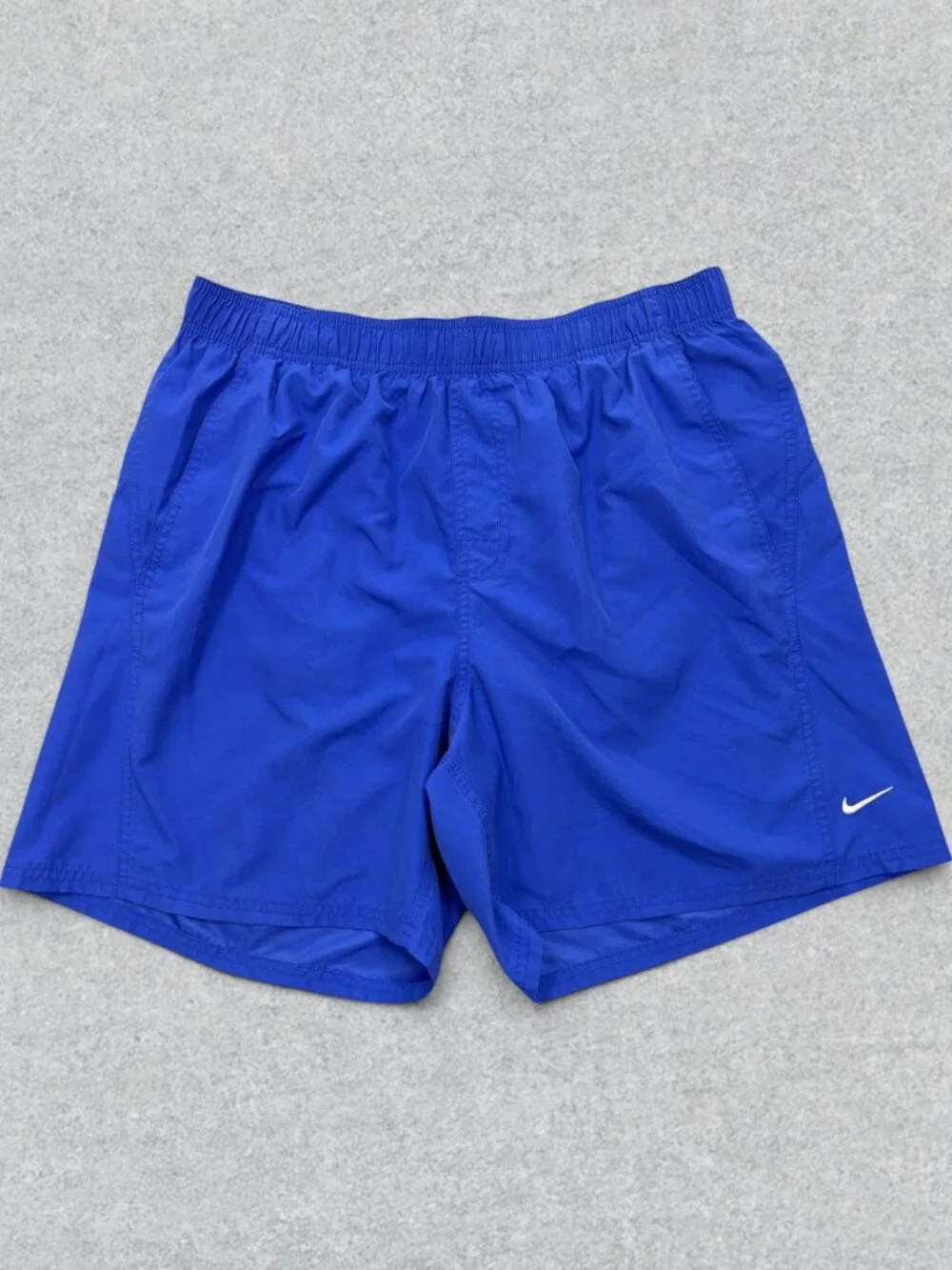 VTG‎ Nike Swim Trunks Mens XL Royal Blue Mesh Lined Embroidered Logo Pockets Y2K